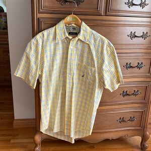 Nautica Yellow & Blue Plaid Short-Sleeve Button-Down Shirt